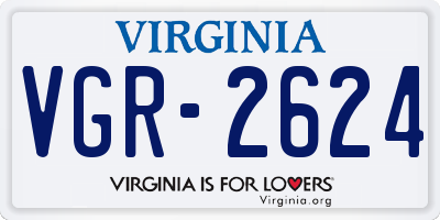 VA license plate VGR2624