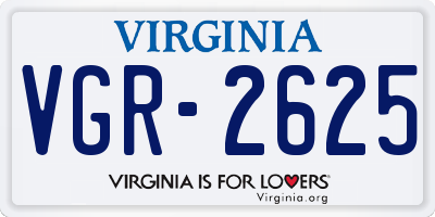 VA license plate VGR2625