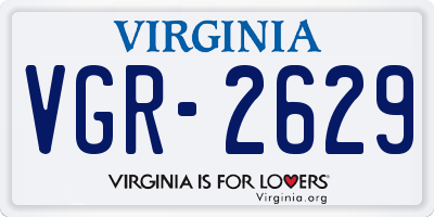 VA license plate VGR2629