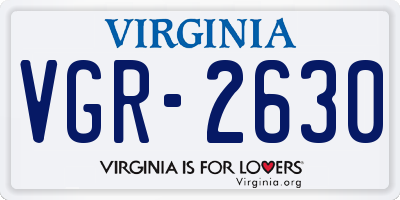 VA license plate VGR2630