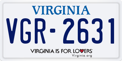 VA license plate VGR2631