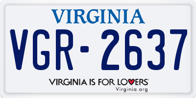 VA license plate VGR2637