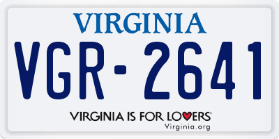 VA license plate VGR2641