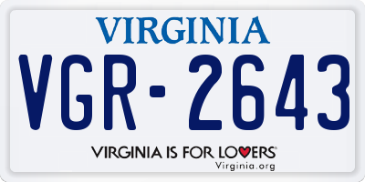 VA license plate VGR2643