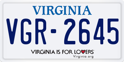 VA license plate VGR2645