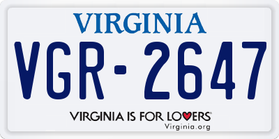 VA license plate VGR2647