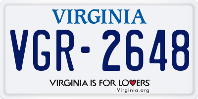 VA license plate VGR2648