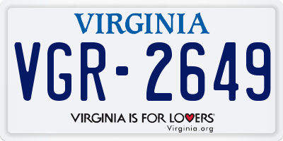 VA license plate VGR2649