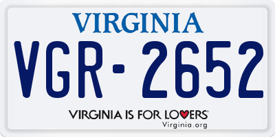 VA license plate VGR2652