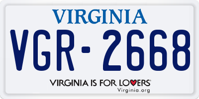 VA license plate VGR2668