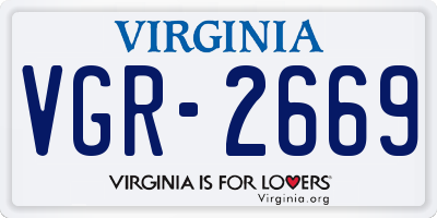 VA license plate VGR2669