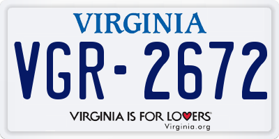 VA license plate VGR2672