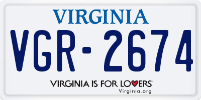 VA license plate VGR2674