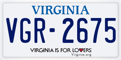 VA license plate VGR2675