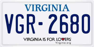 VA license plate VGR2680