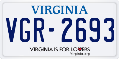 VA license plate VGR2693