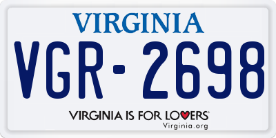 VA license plate VGR2698