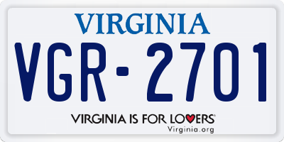 VA license plate VGR2701