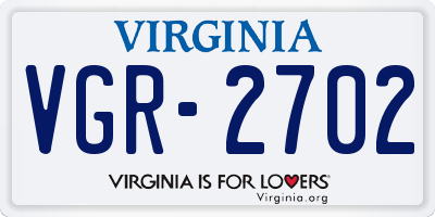 VA license plate VGR2702