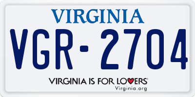 VA license plate VGR2704