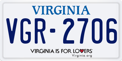 VA license plate VGR2706