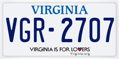 VA license plate VGR2707