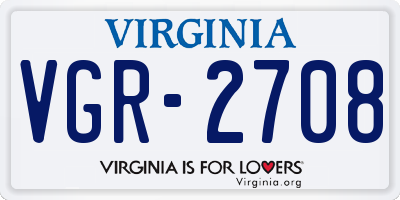 VA license plate VGR2708