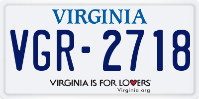 VA license plate VGR2718