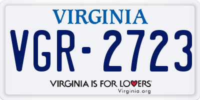 VA license plate VGR2723