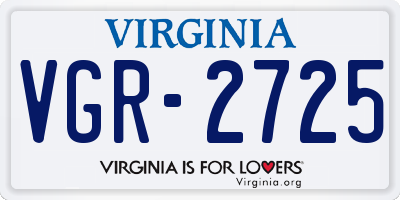 VA license plate VGR2725