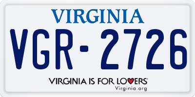 VA license plate VGR2726