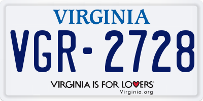VA license plate VGR2728