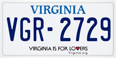 VA license plate VGR2729