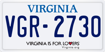 VA license plate VGR2730