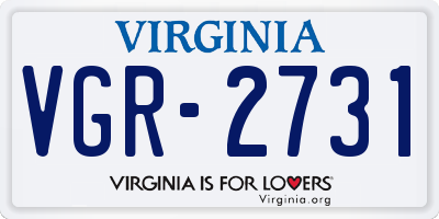 VA license plate VGR2731