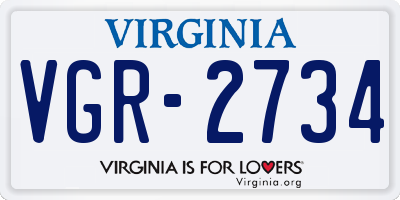 VA license plate VGR2734
