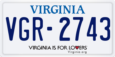 VA license plate VGR2743