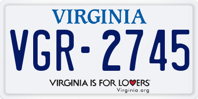 VA license plate VGR2745