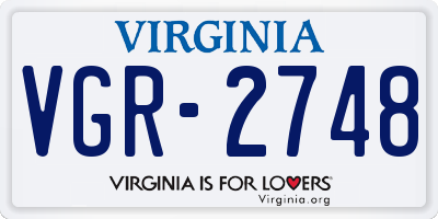 VA license plate VGR2748