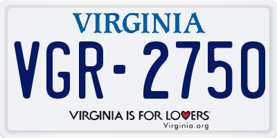 VA license plate VGR2750