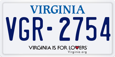 VA license plate VGR2754