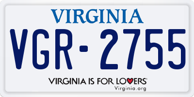 VA license plate VGR2755