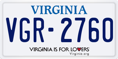 VA license plate VGR2760