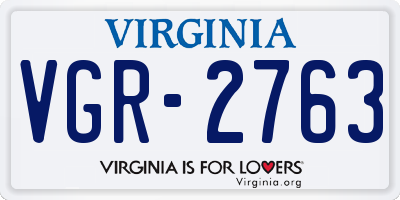 VA license plate VGR2763