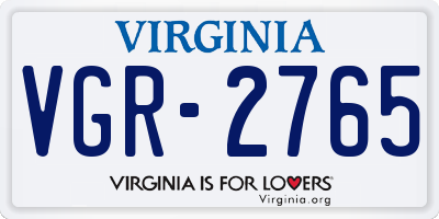 VA license plate VGR2765