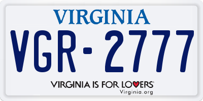 VA license plate VGR2777
