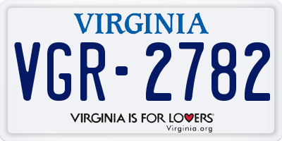 VA license plate VGR2782