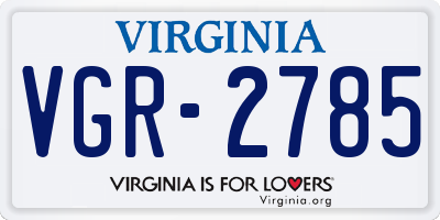VA license plate VGR2785