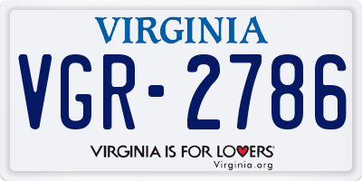 VA license plate VGR2786