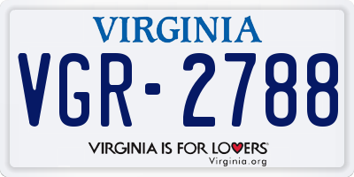 VA license plate VGR2788